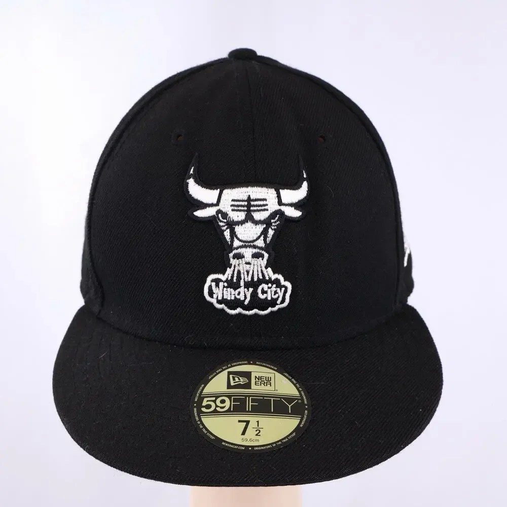 New Era 59FIFTY Chicago Bulls Windy City Fitted Hat Black Size 7 1/2